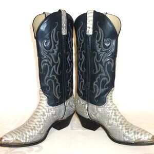 Women’s 8M Capezio Gray Snakeskin Cowboy Boots L 425 Made in USA Silver Tips